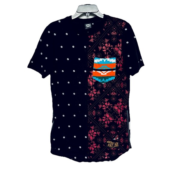 Square Zero Men's Small Black / Multicolor Shirt Embroidered / Side Zip Dbl Side - Picture 1 of 7